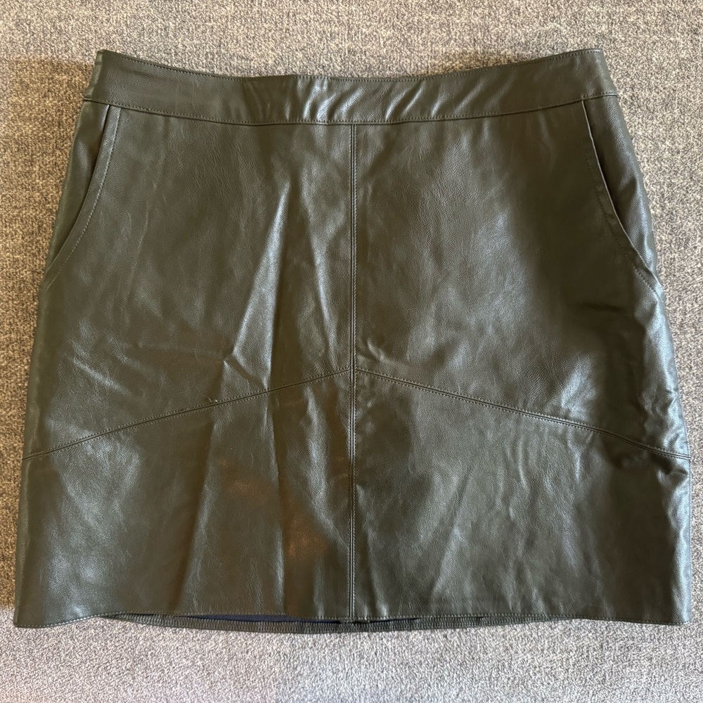 Francesca’s Collections Harper Heritage Dark Green Faux Leather Mini Skirt